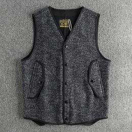 Men's Vests British Trend Coarse Wool Thick Vest V-neck Design Casual Sleeveless Jacket Outerwear 551