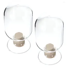 Vases Clear Cloche Glass Dome With Lids Stick Holder For Fireless