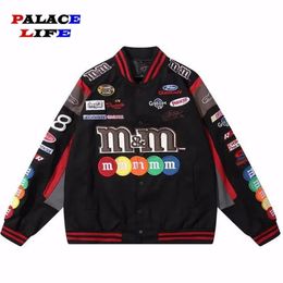 Men's Jackets Embroidery M Letter Harajuku Baseball Jacket Coats Men Women Hip Hop Printed Couples Harajuku Patch Varsity Bomber Jackets M-XXL 231208