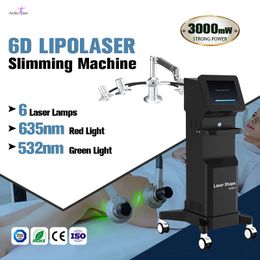 635nm Red Lipolaser Slimming Machine 6 Lamps 6D Lipo Laser Therapy 60HZ Cool Cellulite Removal for Spa Salon Use Reshape Body Line System
