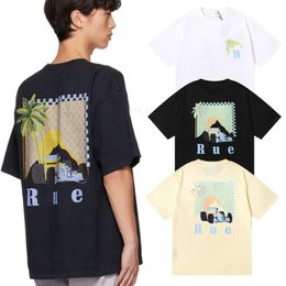 Mens T-shirts Shirt Rhude Designer Beach Style and Womens Tshirt Summer Fashion Cotton Print Street Casual Letter Short Sleeve C2 Luxury