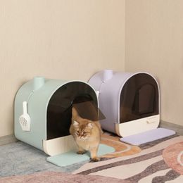 Other Cat Supplies Fully Enclosed Cat Litter Box Large Cat Toilet Drawer Activated Carbon Deodorization Chimney Double Anti-sand 231207