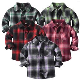 Jackets Casual Toddler Boys Shirt Coat Jacket Plaid Long Sleeve Kids Turn Down Collar Button Tops Outwear