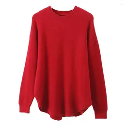 Women's Blouses Women Thermal Top Cozy Mid-length Solid Color Sweater For Loose Fit Long Sleeve Pullover With Irregular Hem Elastic
