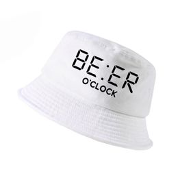 100% cotton funny BEER OCLOCK print men fisherman hats cool summer funny men women bucket hat outdoor panama fishing cap273L