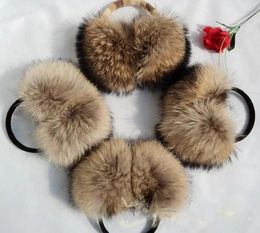 Ear Muffs Natural Raccoon Fur Winter Big Earmuff Oversize Korea Fashion Warm Real Earcaps Thick Size Cover 231208