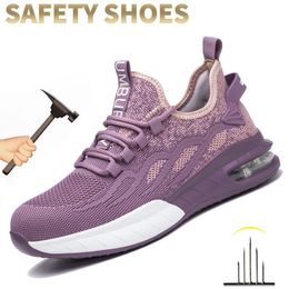 Safety Shoes Safety Shoes For Women Steel Toe Anti-smash Safety Boots Industrial Work Boots Puncture Proof Indestructible Breathable Sneakers 231207