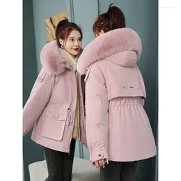 Women's Trench Coats 2023 Winter Plush Cotton Jacket Thick Coat With Hood Oversized Midi Long Wool Collar Warm Padded