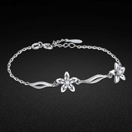 Chain Fashion women's 925 silver bracelet noble flower zircon bracelet solid silver chain jewelry anniversary gift free gift box YQ231208
