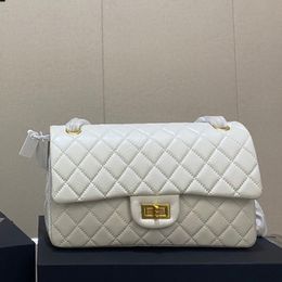 Retro Double Flap Women Chain Shoulder Bag Classic Large Capacity Shopping Travel Coin Purse Luxury Handbag Diamond Lattice Quilted Suitcase Pochette Clutch 26CM