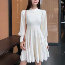 Casual Dresses High Quality Autumn Winter Knitted Sweater Dress Women Korean Sweet Vestidos Long Sleeve Pull Mini For