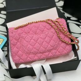 Top quality designer bag luxury cosmetic bag 25cm designer flap Bags Canvas cotton crossbody bag 10A mirror quality Shoulder Bags pink womens bag delicate makeup bag