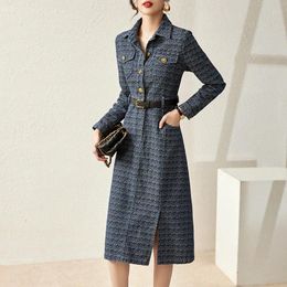 Casual Dresses Fashionable And High JI Feeling Small Fragrance Style Celebrity Jacquard Denim Dress Women's Spring Autumn 2023 Waist