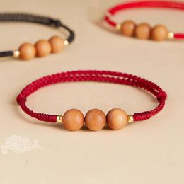 Charm Bracelets Handmade 3 Wood Beads For Women Adjustable Red String Bracelet Good Luck Protection Friendship Blessings Jewellery