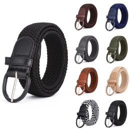 Belts Men's And Women's Elastic Twill Casual Belt Breathable Student Woven Fashion Mens Leather Smooth Girdle Buckle