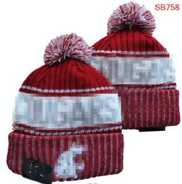 Alabama Crimson Tide Beanies Washington State Cougars Beanie North American College Team Side Patch Winter Wool Sport Knit Hat Skull Caps A0