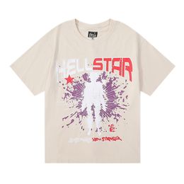 Mens TShirts hellstar t shirt designer t shirts graphic tee clothing allmatch clothes hipster washed fabric Street graffiti Lettering foil print Vintag QX7D