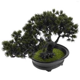 Decorative Flowers Pine Wood Simulated Bonsai Ornaments Plastic Artificial Plants For Home Decor Indoor