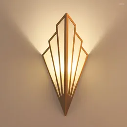 Wall Lamps European Led Metal Bedroom Bedside Light Modern El Corridor Sconce Fan-shaped Gold Black Living Room Decorative Art Lamp