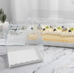Transparent Cake Roll Packaging Box with Handle Ecofriendly Clear Plastic Cheese Cake Box Baking Swiss Roll12815970