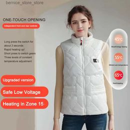 Men's Vests 15 Places Heated Vest Women USB Heated Jacket Heating Vest Thermal Clothing Hunting Vest Winter Heating Jacket White Size S-3XL Q231208
