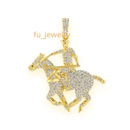 IGL Certified DEF Color VVS1 1.3 TCW and 9 Grams 14K Gold Custom Polo Player Moissanite Diamond Pendant for Anniversary Gift