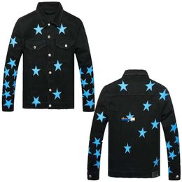 High Designer Men's Jackets Street Hole Patch Womens Amirs Jacket Star Embroidery Denim Jacket Size S/m/l/xl/xxl Y2K 753