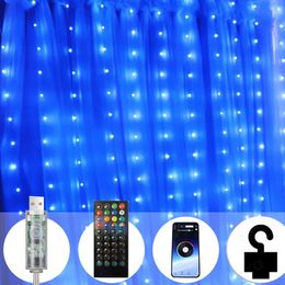 Christmas Decorations Fairy Curtain LED Light USB 5V RGBIC WS2812B Smart Curtain String Light Bluetooth APP Control Christmas Fairy Light 3* 3*1m 231207