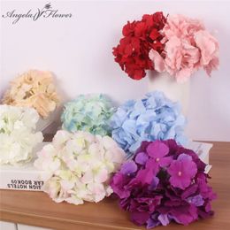 Decorative Flowers Wreaths 15PCS/Lot 18CM 54 Petals Big Hydrangea Floral Heads Artificial Flowers Home DIY Wedding Garden Decoration Fake Floers Wall Party 231207