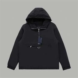 Verified version of P family's autumn and winter half zip long sleeved hoodie cotton jacket men's and women's pullover hooded casual jacket top