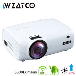 Projectors WZATCO E600 Android 11.0 Wifi Smart Portable Mini LED Projector Support Full HD 1080p 4K Video Home Theater Beamer Proyector 231207