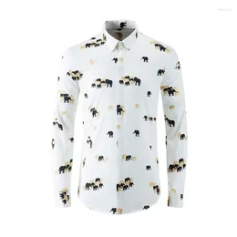 Men's Casual Shirts Arrival Fahion High Quality Autumn Winter Digital Printing Elephant True Long Sleeve Men Cotton Shirt Plus Size M-4XL