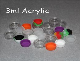 MOQ 20pcs Acrylic silicone wax container silicone jar 3ml wax container dab bho plastic clear acrylic silicone jars9850909