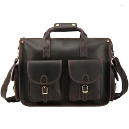 Briefcases Luufan Genuine Leather Messenger Bag Men Large Capacity Briefcase Handbag Male Travel Shoulder For Totes