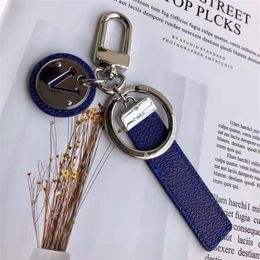 Designer Leather Keychain Car Key Ring Buckle Fashion Handmade Men Women Carabiner Lovers Keychains Bags Pendant Blue Keyrings Gif2650