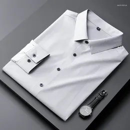 Men's Casual Shirts 23 Models StyleBamboo Fiber Seamless Ironing Free Long Sleeves Shirt Autumn 2023 Slim Light Business Busines