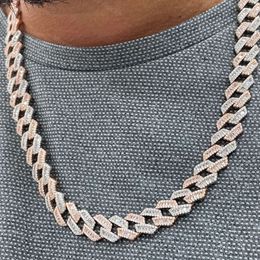 Hip Hop Chain Baguette 15mm 20mm Custom 925 Silver Vvs Moissanite Baguette Cuban Two Tone Cuban Link Chain Necklace