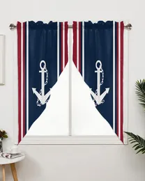 Curtain Vertical Blue Red Stripe White Anchor Window Treatments Curtains For Living Room Bedroom Home Decor Triangular