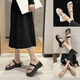 Slippers Women'S Set Of Toe Sandals Summer Square Head Clip Feet A Word Slope With Bride For Women S Womens