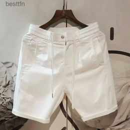 Men's Jeans Shorts Breath Fashion Casual 2022 Berdas Shorts Korean Lightweight Cool Elastic Streetwear White Summer Men WaistL231208