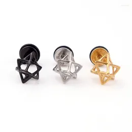 Stud Earrings Korea Earring Geometric Punk 316L Stainless Steel Ear Black Fake Plugs Men's Jewelry Est Hiphop Titanium