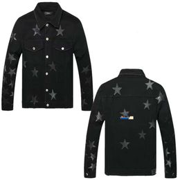 High Designer Men's Jackets Street Hole Patch Womens Amirs Jacket Star Embroidery Denim Jacket Size S/m/l/xl/xxl Y2K 465