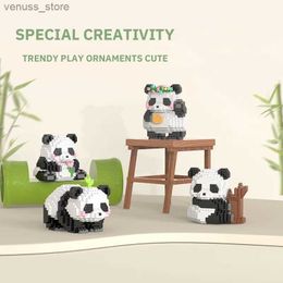 Blocks Creative DIY Assemable Animal Cute MINI Chinese Style Animal Panda Building Block Educational Boy Toys For Children Model Bricks R231208