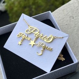 Pendant Necklaces DUOYING Custom Name Star Necklace Personalized Moon Letter Earring Studs Stainless Steel Jewelry For Cute Girls 231208