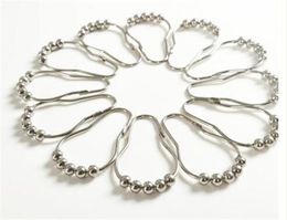 12 pcspack Fashion Polished Satin Nickel 5 Roller ball Shower Curtain Rings Curtain Hooks5861475