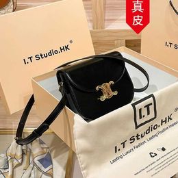 Legal Copy Deisgner Celinss Bags online shop Hong Kong genuine leather Triumphal Arch black gold crossbody bag 2023 new womens one shoulder highend version tofu sma