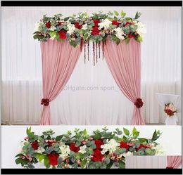 Decorative Flowers Wreaths 1M Greenery Plants Party Wedding Arch Door Window Station Decor Road Lead Artificial Flower Row Runner 8222828