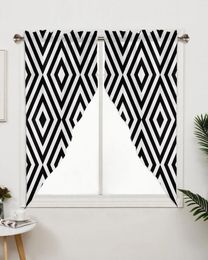 Curtain Black And White Geometric Window Living Room Bedroom Decor Drapes Kitchen Decoration Triangular