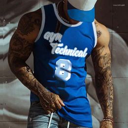 Men's Tank Tops Summer Fitness Sports Gym Quick Dry Breathable Alphabet Print Sleeveless Tee Shirt Outdoor Basketball Vest