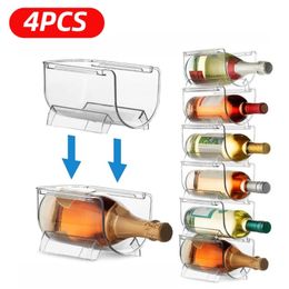 Ice Buckets And Coolers 1 2 4Pcs Stackable Wine Rack Refrigerator Organizer Universal Bottle Holder Water Champagne storage box 231206